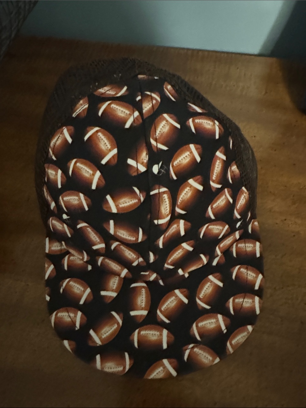 Football Print George Hat trucker Mesh Back Cap - Brown/Black